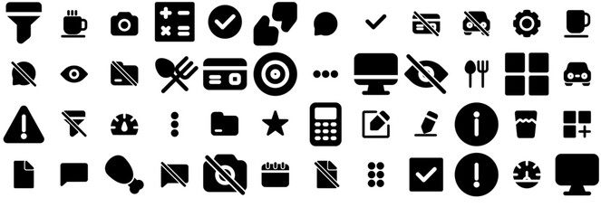 Set Of Linear Glyph User Interface Icons Silhouette Vector Logo Design Containing Home,Setting,List,Menu,Option Set Vector Flat Line Icons