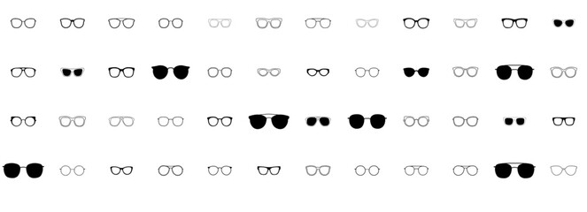 Mega Set Of Vector Glasses Isolated Silhouette Solid Icons With Eyewear,Lenses,Glasses,Vision,Looking Vector Illustration Linear Pictogram Pack