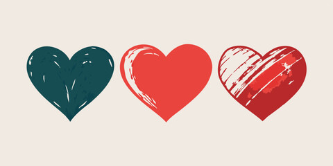 Doodle heart icon set, sketch love vector hand drawn shapes, Valentine day scribble romantic sign. Vintage grunge texture squiggle minimal collection, nubes print kit. Doodle heart holiday symbol