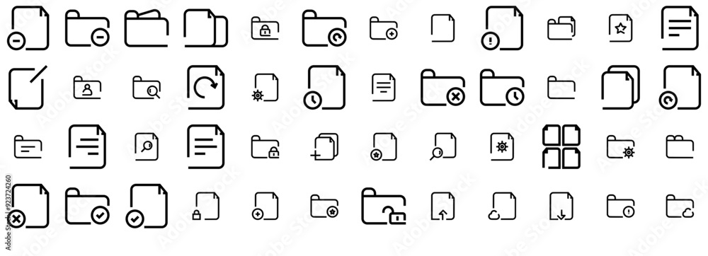 Poster mega set of vector file icons collection isolated silhouette solid icons including folder,archive,fi