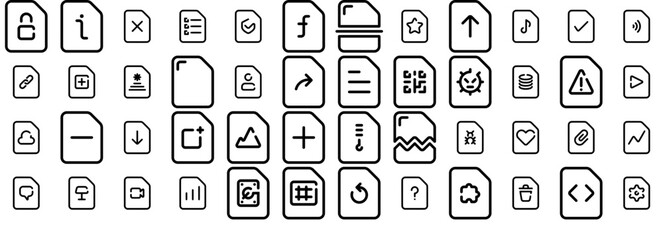 Mega Set Of Vector Files Outline Icons Web Header Banner Design Containing Data,Security,Storage,File,Arrow Simple Black Style Symbol Sign For Apps And Website, Vector Illustration