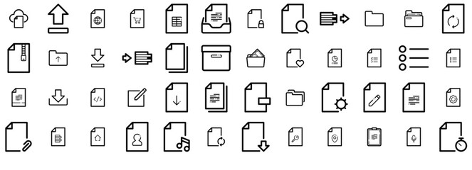 A Collection Of File Vector Symbols Apps, Websites Ui Designs Suitable For Folder,Page,Document,File,Arrow Vector Icon Set Linear Pictogram Pack
