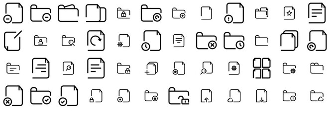 Mega Set Of Vector File Icons Collection Isolated Silhouette Solid Icons Including Folder,Archive,File,Page,Document Pictograms And Infographics Design Elements Vector Illustration