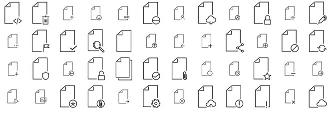 Set Of Linear File Icons Silhouette Vector Logo Design Containing Remove,Arrow,File,File-Arrow,Document Vector Illustration Linear Pictogram Pack