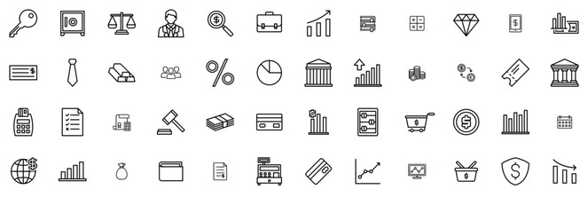 A Collection Of Finance Icons Silhouette Vector Logo Design Containing Business,Finance,Marketing,Ecommerce,Money Pictograms And Infographics Design Elements Vector Illustration