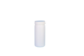 Round plastic bottle for supplements  transparent background