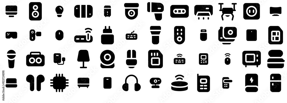 Poster mega set of vector electronic device glyph 24px icons web header banner design containing computer,e