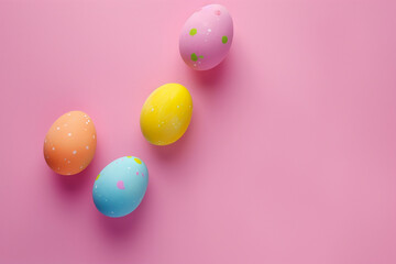 Colorful Easter Eggs on Pink Background