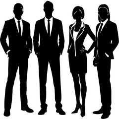 4 set business standing different poses vector illustration