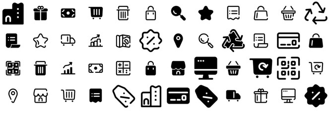 Mega Set Of Vector Ecommerce Isolated Silhouette Solid Icons With Delivery,Website,Commerce,Ecommerce,Internet Vector Icon Set Linear Pictogram Pack
