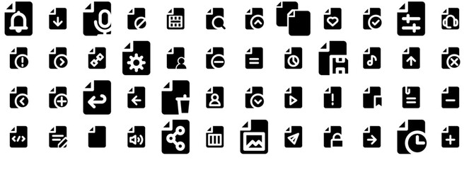 Set Of Document And File Icons Web Header Banner Design Containing Paper,Arrow-Document,File,Error-Document,Document Business Infographic Elements Logo Vector Illustration