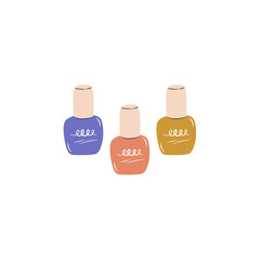 Vector illustration of nail polish bottles. Cosmetics for manicure.