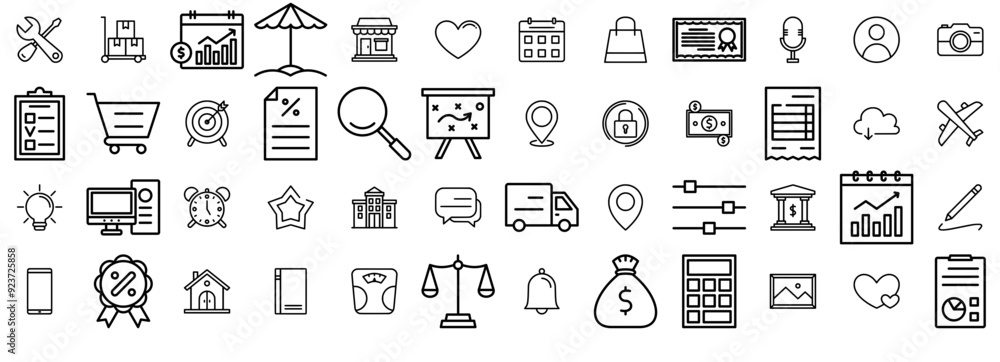 Poster mega set of vector development icon set line vector symbols apps, websites ui designs suitable for s