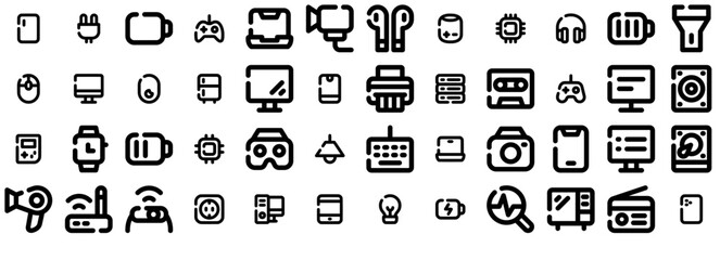 Mega Set Of Vector Device Outline Surya Icons Collection Isolated Silhouette Solid Icons Including Display,Computer,Smartphone,Device,Laptop Infographic Simple Vector Illustration Logo