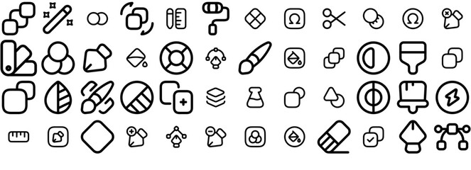 A Collection Of Design Tools Outline Icons Silhouette Vector Logo Design Containing Illustration,Background,Concept,Design,Vector Vector Icons Illustration Collection