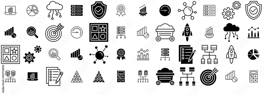 Poster mega set of vector data analytics vector symbols apps, websites ui designs suitable for statistics,a