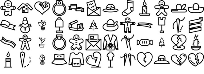 A Collection Of Christmas Event Season Isolated Silhouette Solid Icons With Fashion,Sun,Decoration,Head,Clothing Simple Black Style Symbol Sign For Apps And Website, Vector Illustration
