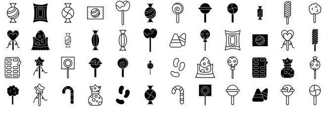 Set Of Candy Vector Symbols Apps, Websites Ui Designs Suitable For Sweet,Lollipop,Candy,Sugar,Delicious Infographic Simple Vector Illustration Logo