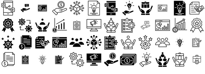 Mega Set Of Vector Business Icons Collection Isolated Silhouette Solid Icons Including Ui,Management,Finance,Business,Business-And-Finance Stroke Icon Collection. Vector Illustration