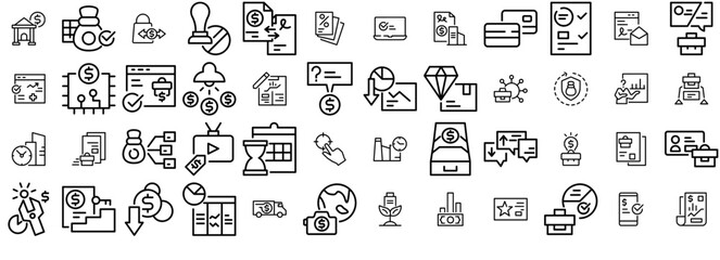 Set Of Linear Business Marketing Icons Web Header Banner Design Containing Business,Finance,Document,List,Marketing Vector Icons Illustration Collection