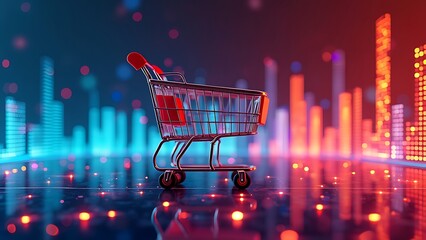 E-commerce Metrics Futuristic Background for Online Retail Analytics. Dynamic data visualization, charts, and graphs presenting insights into digital commerce trends and performance. - Powered by Adobe