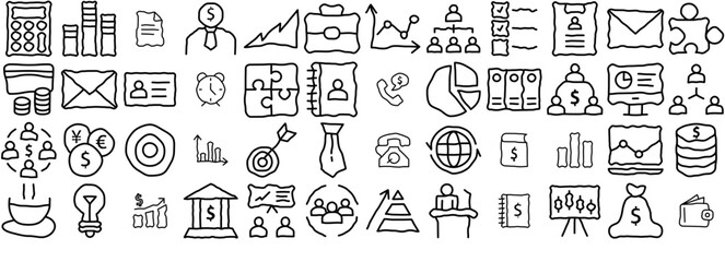 Mega Set Of Vector Business Doodle Vector Symbols Apps, Websites Ui Designs Suitable For Hand-Drawn,Graph,Chart,Cash,Business Vector Icons Illustration Collection
