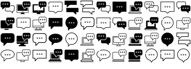 Set Of Bubble Text Vector Symbols Apps, Websites Ui Designs Suitable For Message,Text,Notification,Chat,Bubble Simple Black Style Symbol Sign For Apps And Website, Vector Illustration