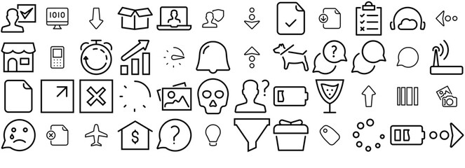 Set Of Basic Symbol Icons Collection Isolated Silhouette Solid Icons Including File,Direction,Arrow,Document,Support Infographic Simple Vector Illustration Logo