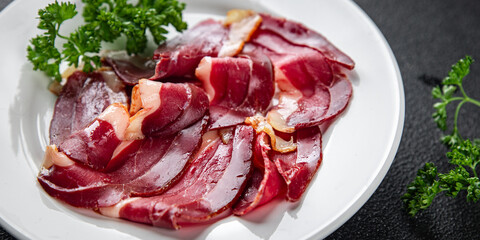 duck breast meat magret smoked poultry meal food snack on the table copy space food background rustic top view