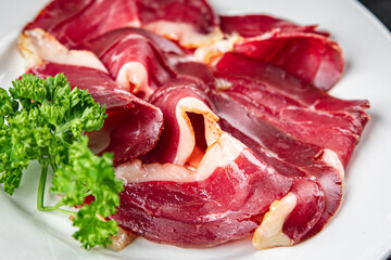 duck breast meat magret smoked poultry meal food snack on the table copy space food background rustic top view