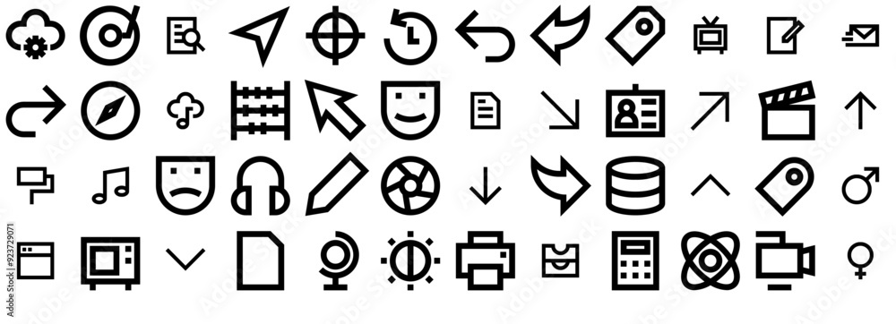 Poster set of apple watch 3 outline icons collection isolated silhouette solid icons including cursor,user-