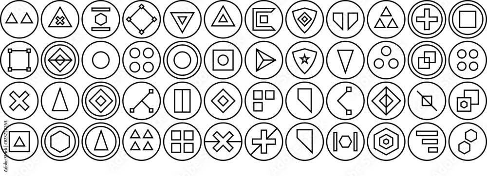 Poster set of abstract 2 s2 regular icons silhouette vector logo design containing abstract,shape,creative,