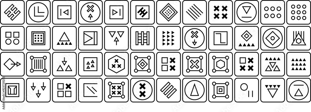Poster a collection of abstract 4 s3 regular isolated silhouette solid icons with lines,abstract,creative,s