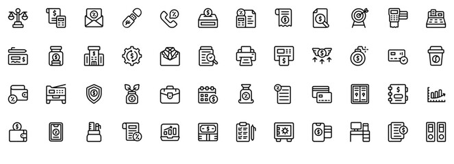 Set Of Accounting Icons Collection Isolated Silhouette Solid Icons Including Finance,Money,Business,Payment,Percentage Simple Black Style Symbol Sign For Apps And Website, Vector Illustration
