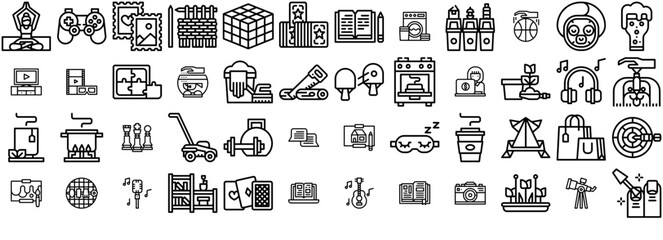Set Of Linear Activity Icons Web Header Banner Design Containing Home,Book,Game,Sport,Activity Business Infographic Elements Logo Vector Illustration