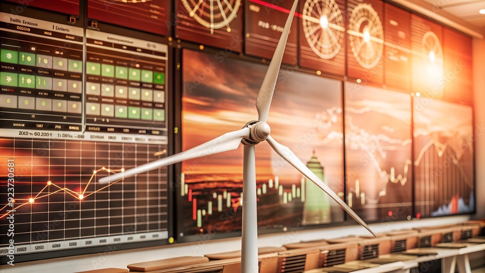 Aufkleber sophisticated wind turbine data analytics dashboard - real-time metrics for renewable energy efficie
