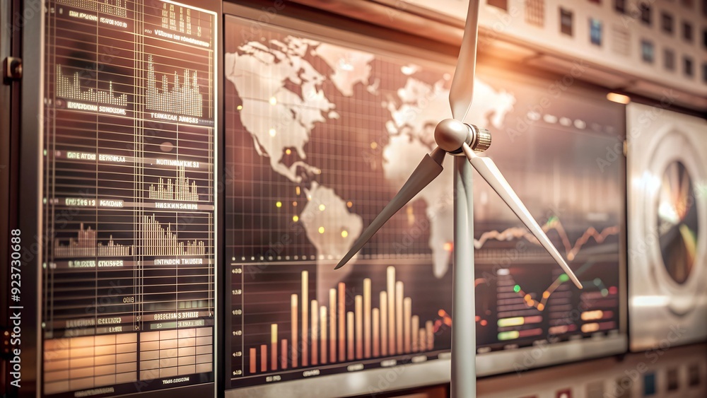 Aufkleber sophisticated wind turbine data analytics dashboard - real-time metrics for renewable energy efficie