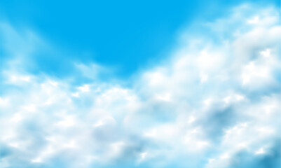 Obraz premium Vector of realistic white cloud on blue sky background