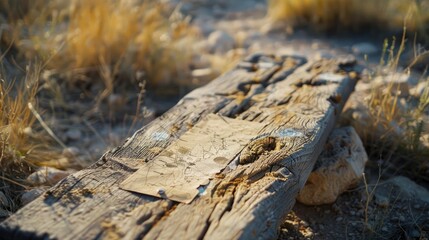 traveler in a desert oasis, relying on a map pinned to a weathered wooden board to find the nearest watering hole.