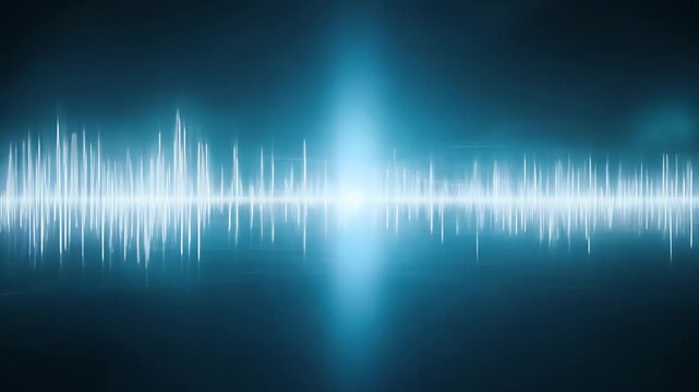 sound wave on dark blue background, equalizer representing activity in the form of a glowing line