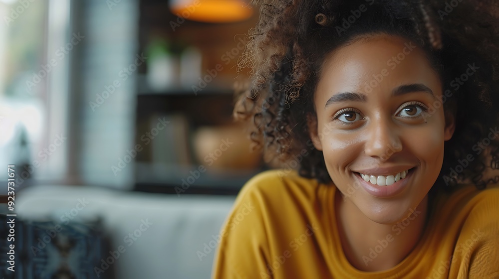 Canvas Prints A close-up photograph of a cultural fit interview, focus on the friendly expressions and relaxed body language of the candidate and interviewer, cozy lounge area with soft lighting and modern decor,