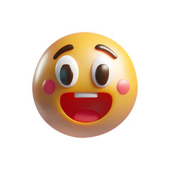 3d happy emoji icon. Realistic 3d high quality isolated render	