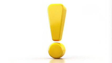 Vibrant yellow exclamation mark symbol mounted on a white background, serving as an attention-grabber to emphasize surprise, excitement, or strong emotions.
