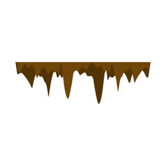 Stalactite stalagmite. Icicle shaped hanging and upward growing mineral formations in cave. Nature brown limestones, material stone icon. Natural growth geology formations