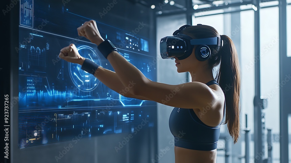 Poster high-tech virtual reality science lab with ai-enhanced research simulations and interactive experime