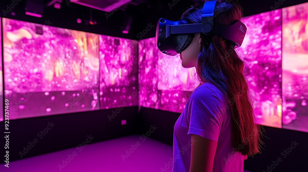 Poster high-tech virtual reality science lab with ai-enhanced research simulations and interactive experime