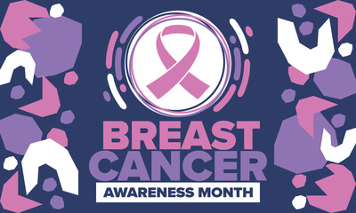 Breast Cancer Awareness Month. Pink october. Pink ribbon. Woman healthcare. Celebrate annual. Medic concept. Girl solidarity. Cancer prevention. Female disease. Poster, banner and background. Vector
