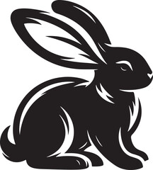 A bunny silhouette highlights its soft, rounded body, tall ears, and playful, hopping posture.