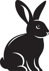 A bunny silhouette highlights its soft, rounded body, tall ears, and playful, hopping posture.