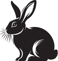 A bunny silhouette highlights its soft, rounded body, tall ears, and playful, hopping posture.
